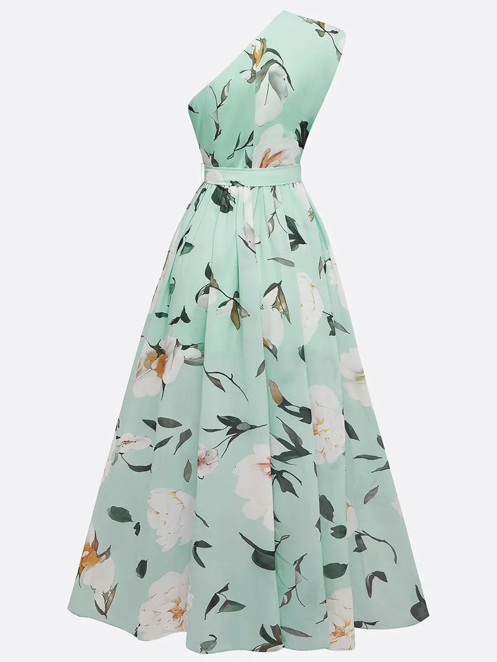Erica - Robe Maxi Fleurie Vert Clair