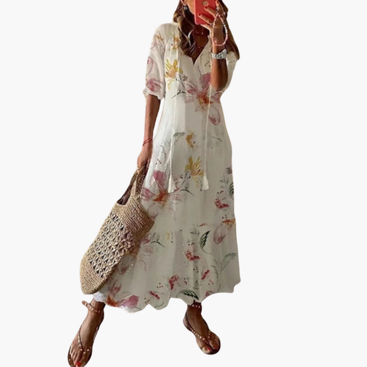Mia | Robe d'été vintage boho à col en V