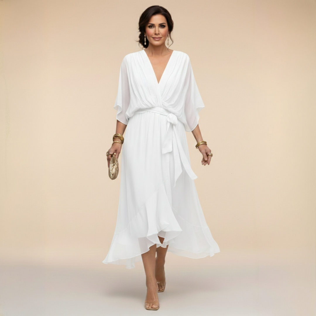 Nica - Robe en Chiffon Élegante à Col V