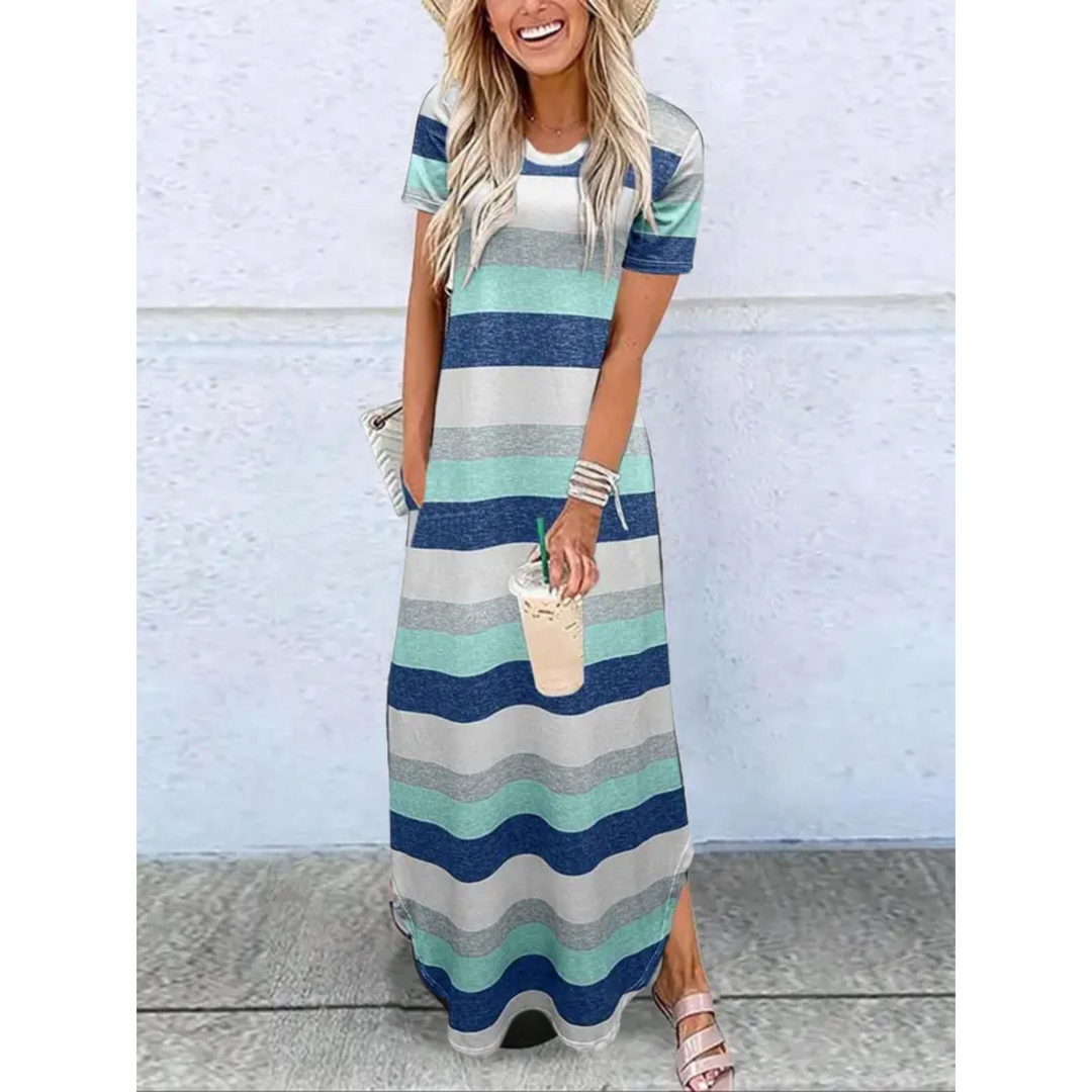 Caylee - Robe Maxi Décontractée d'Été à Col Rond
