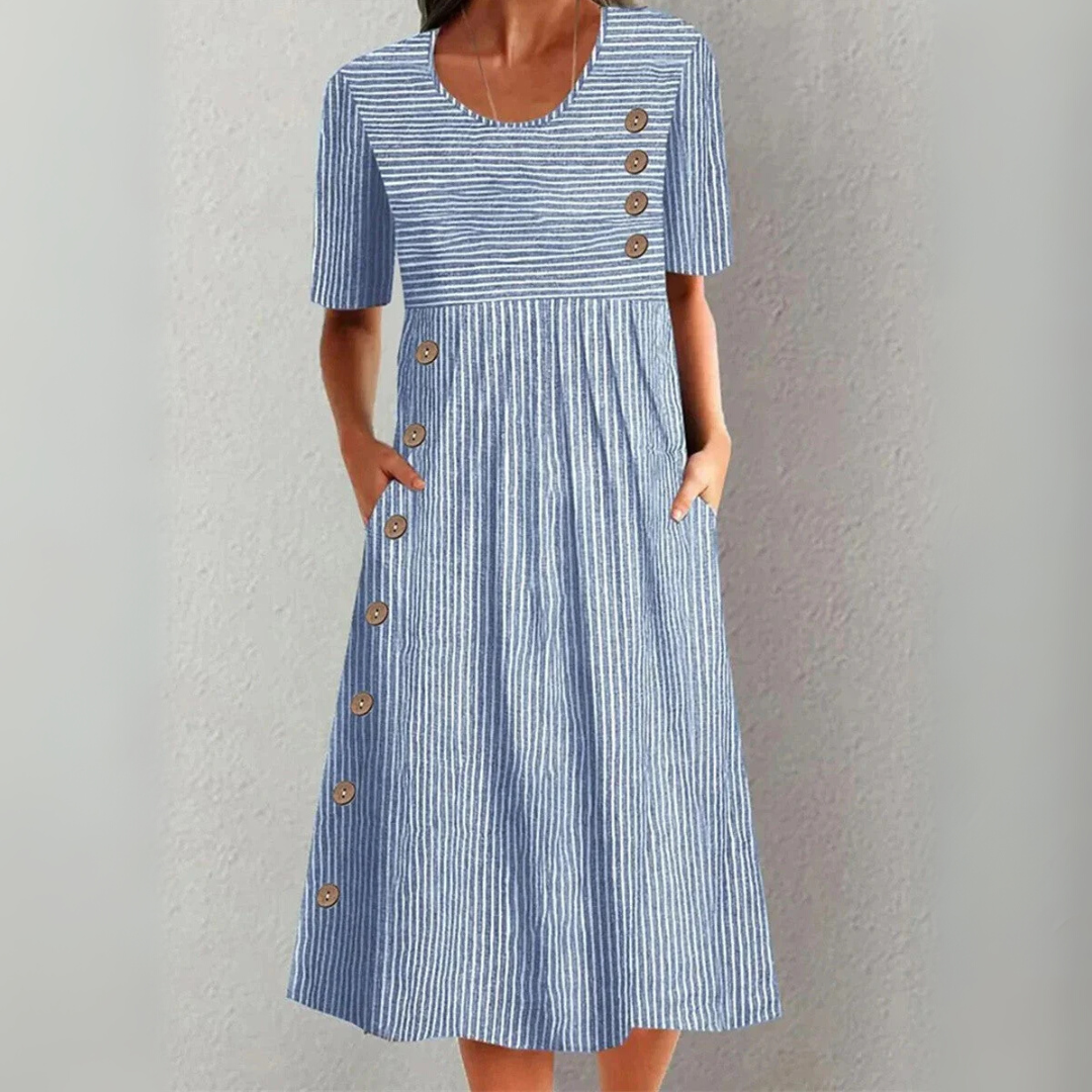 Carmen – Robe Midi en Coton Rayé