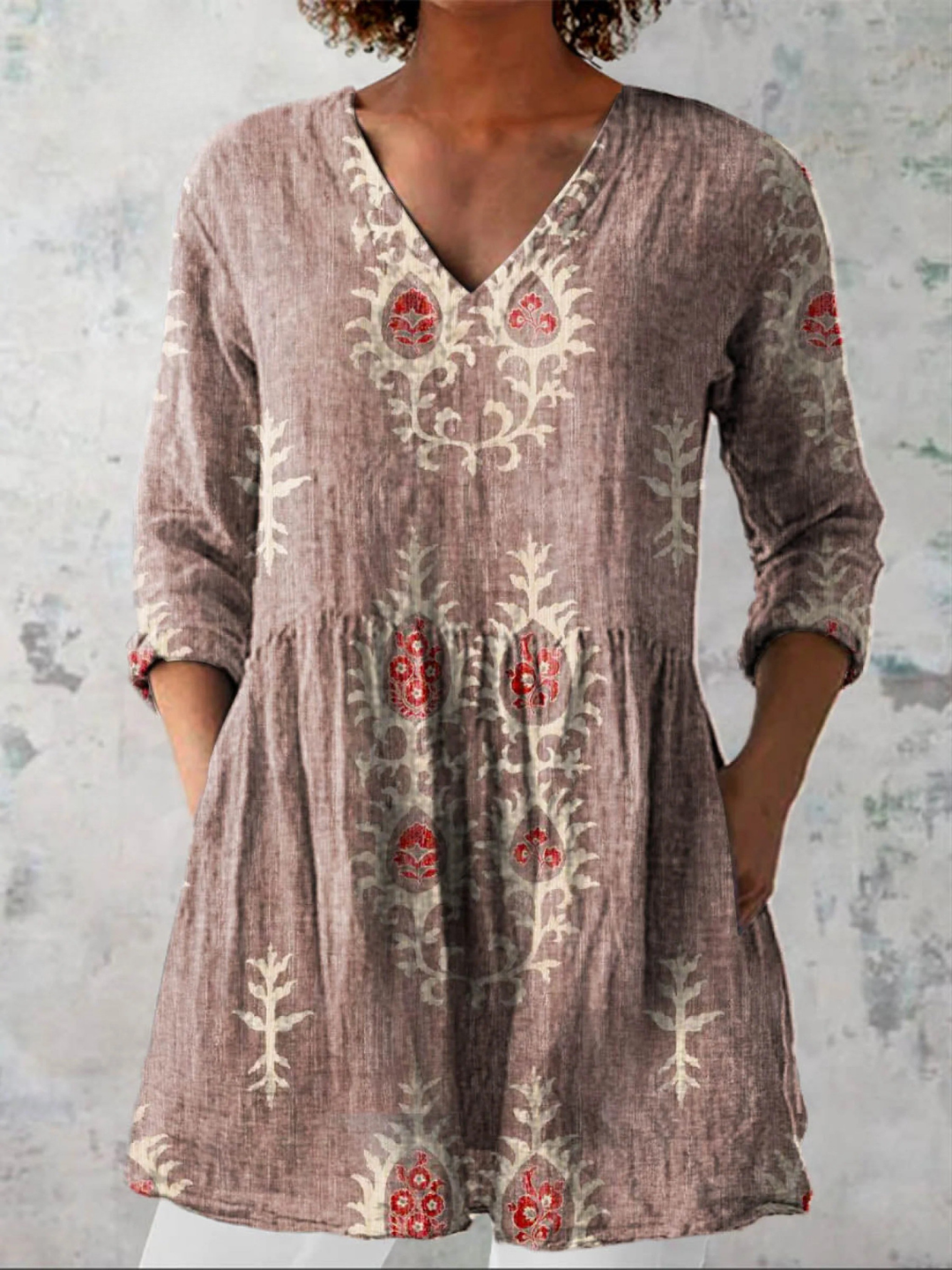 Annie - Blouse Longue avec Décolleté en V