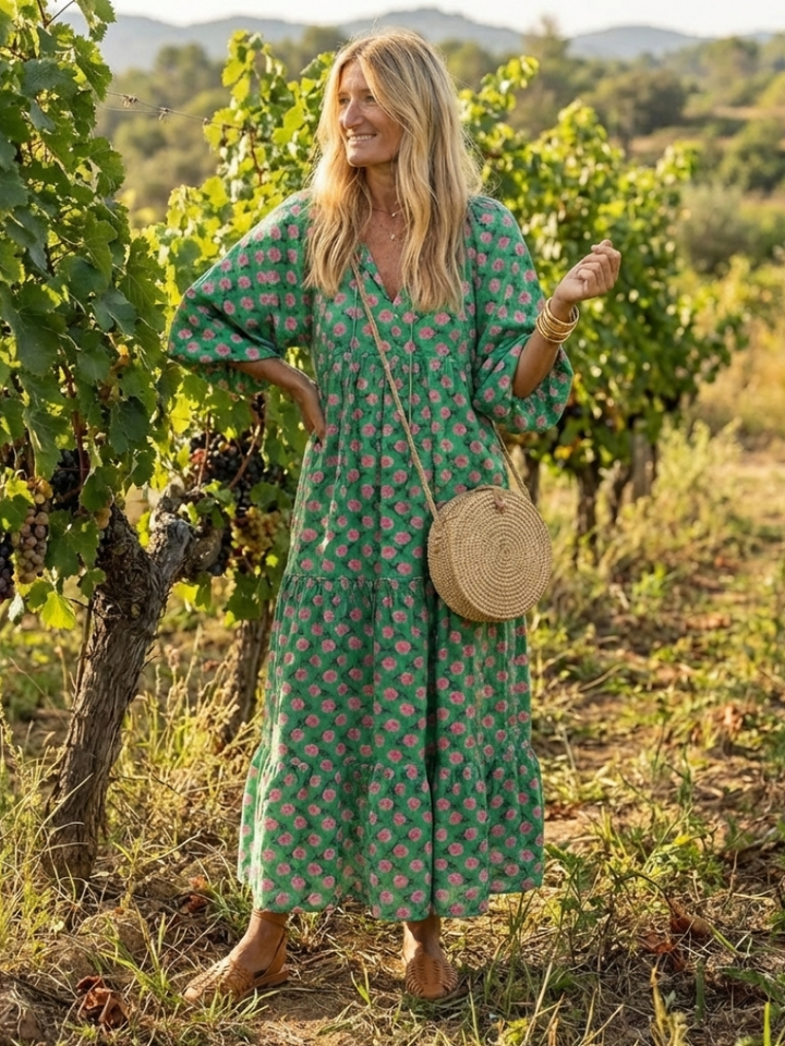 Francine - Robe Midi Évasée à Imprimé Floral