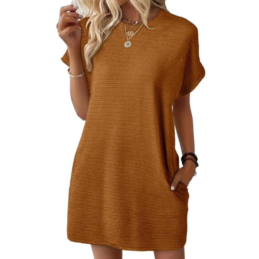 EVASHA – Robe d'été décontractée minimaliste à col rond