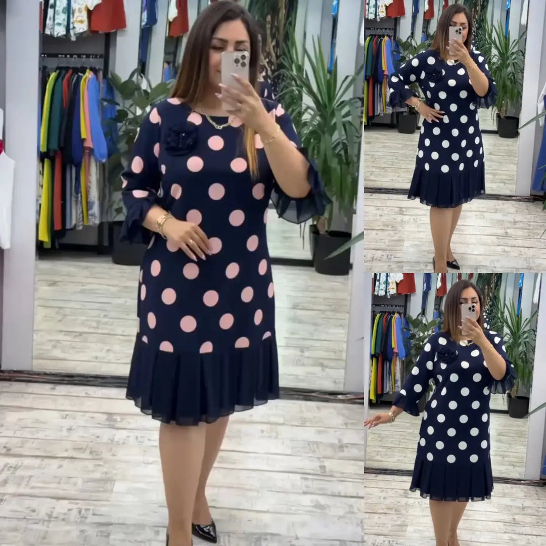Linna - Robe Midi à Pois Plissée