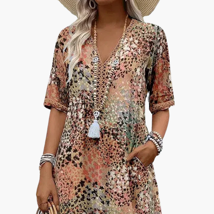 Lily | Robe Midi Vibrante avec Poches