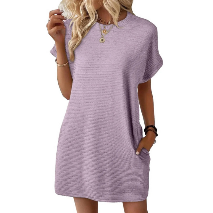 EVASHA – Robe d'été décontractée minimaliste à col rond