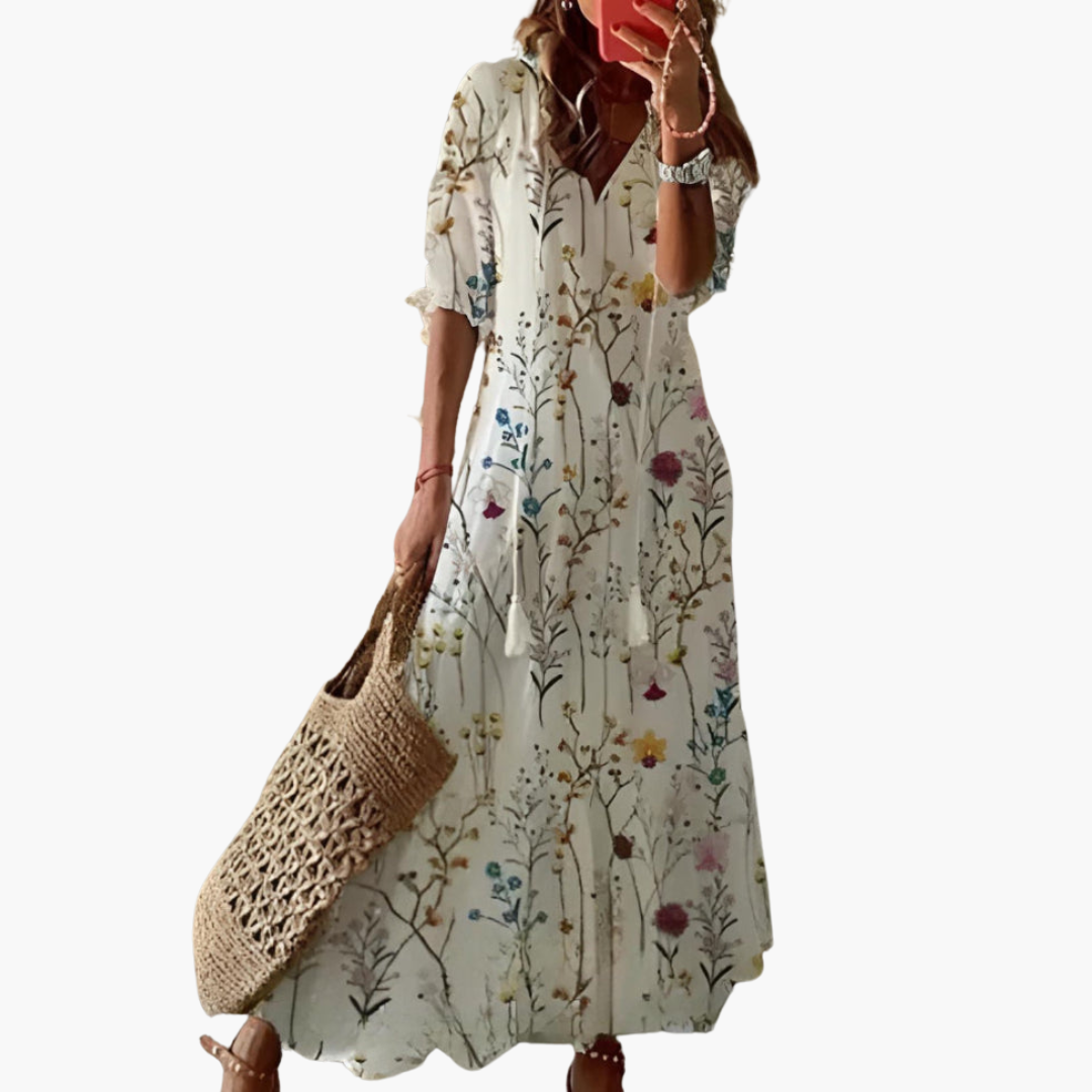 Mia | Robe d'été vintage boho à col en V