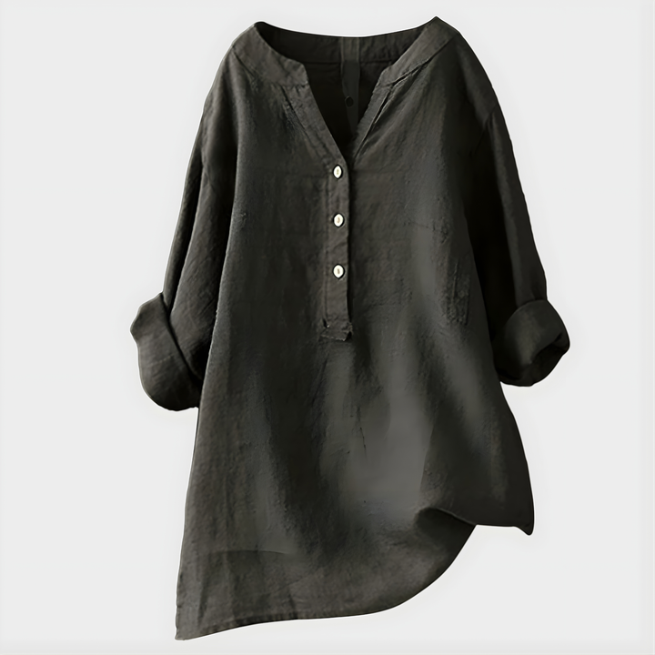Nikki - Blouse en Coton-Lin Élégante à Col V