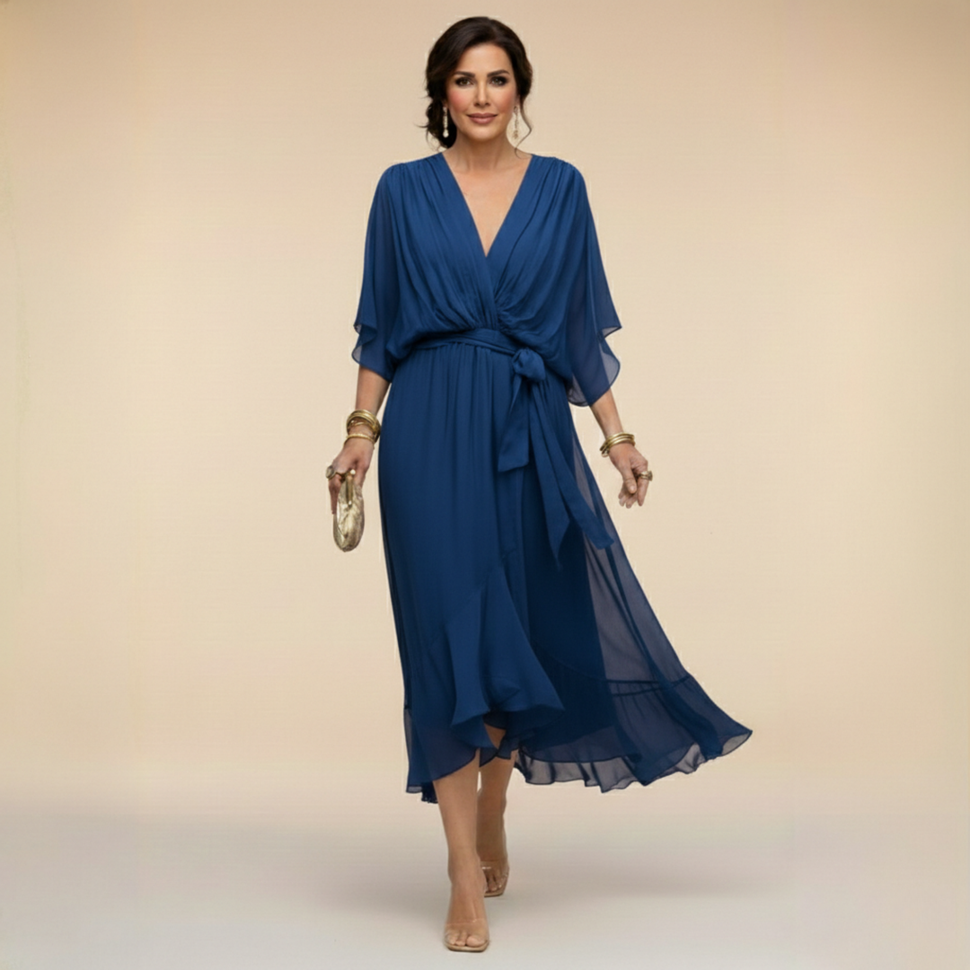 Nica - Robe en Chiffon Élegante à Col V