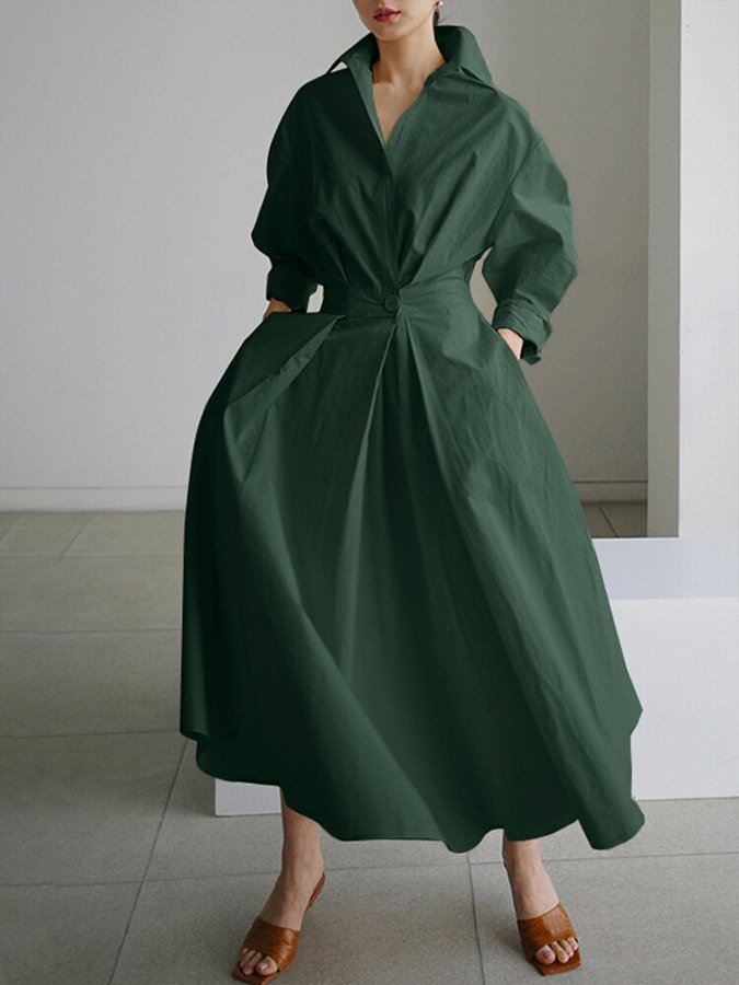Brynn | Robe Maxi A-Line à Col Polo Élégant