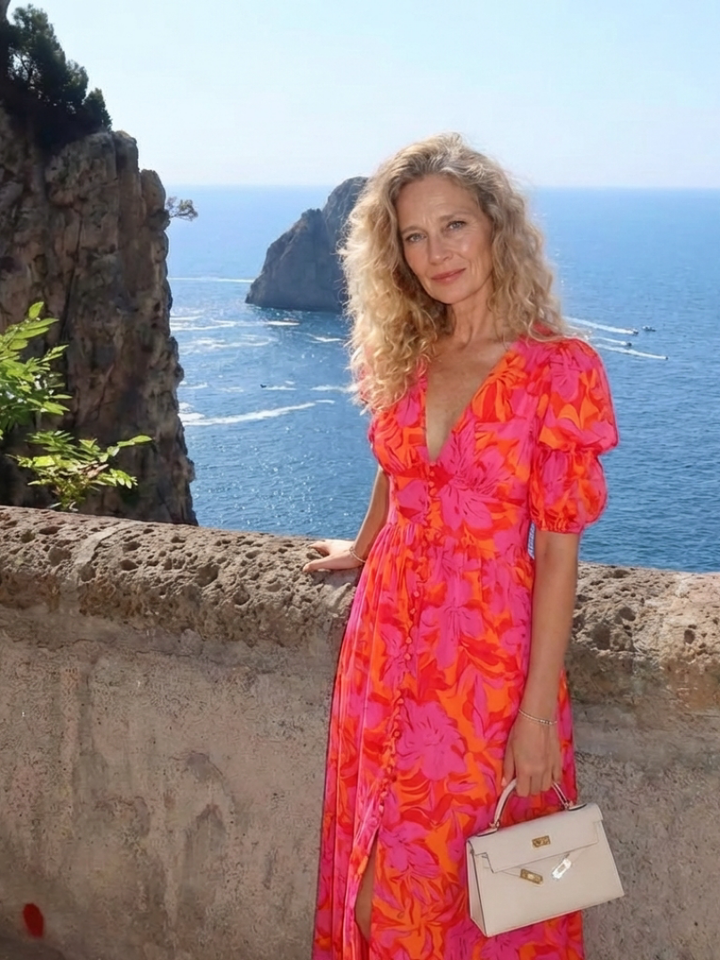 Devina - Robe Midi à Imprimé Floral