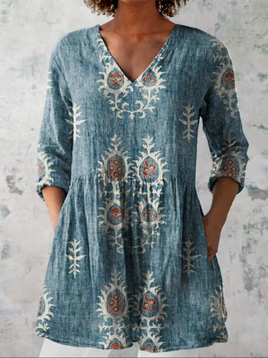 Annie - Blouse Longue avec Décolleté en V