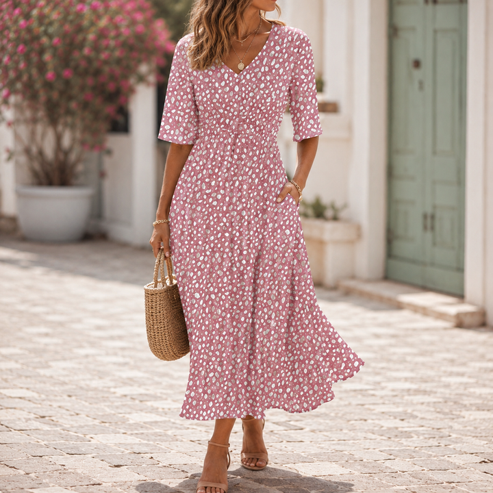 Keira - Robe Midi Élégante avec Contrôle du Ventre