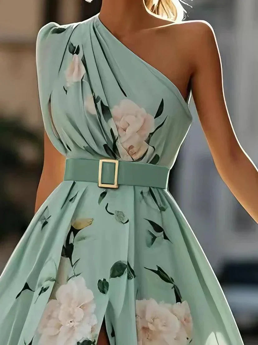 Erica - Robe Maxi Fleurie Vert Clair