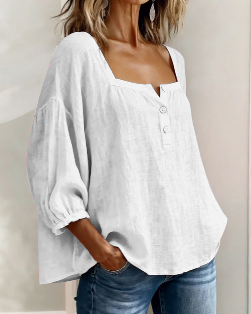 Fiona - Blouse en Coton Lin Aérée