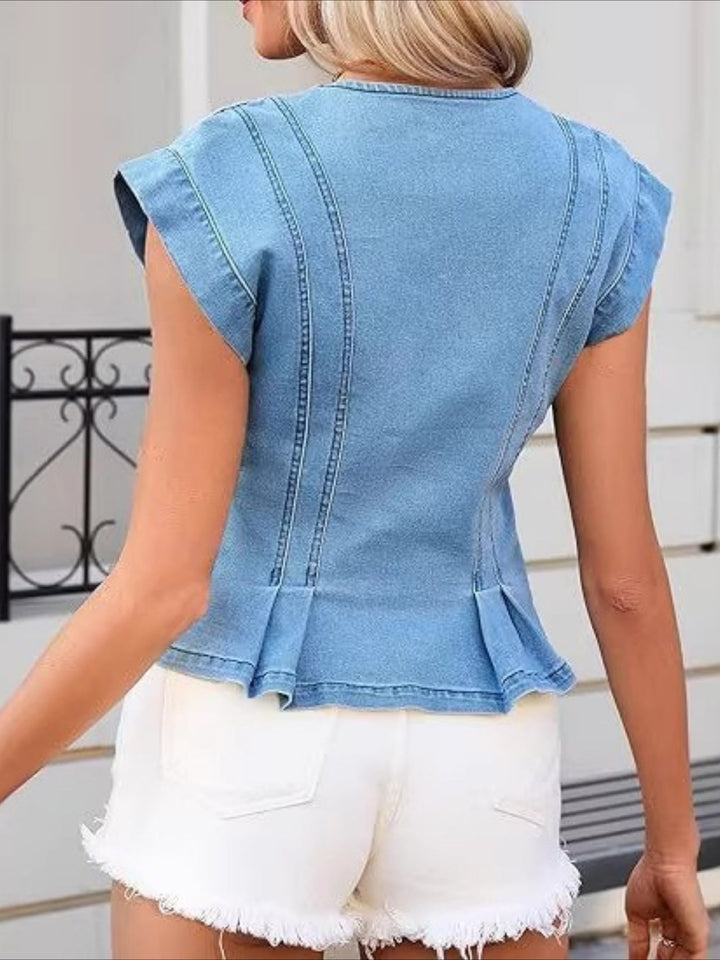 Francine - Top en Jean à Col V