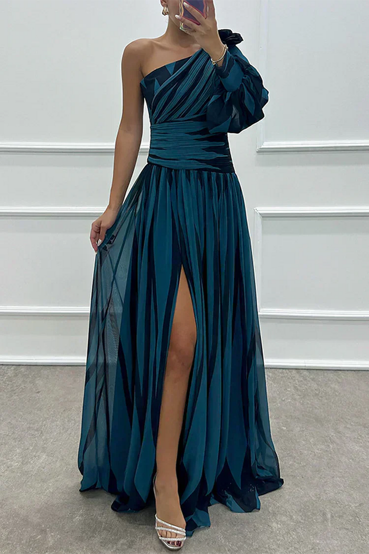 Yona - Robe Maxi Rayée Élégante à Une Épaule