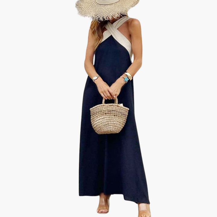 Eliza | Robe Maxi Croisée à Encolure Halter