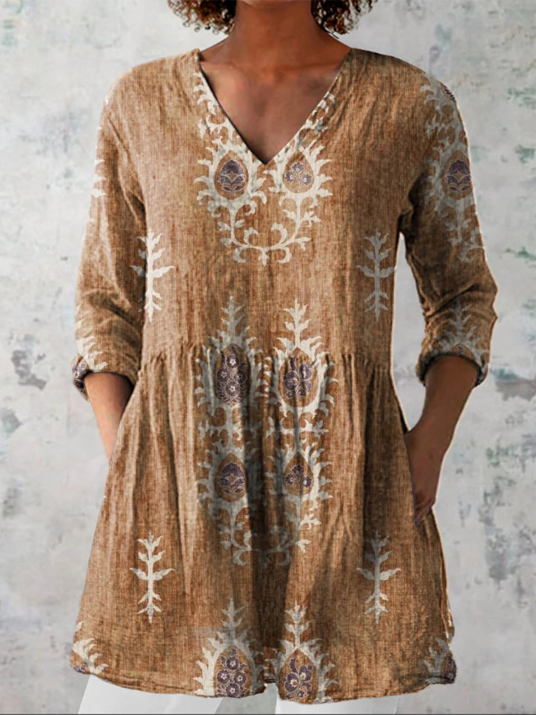 Annie - Blouse Longue avec Décolleté en V