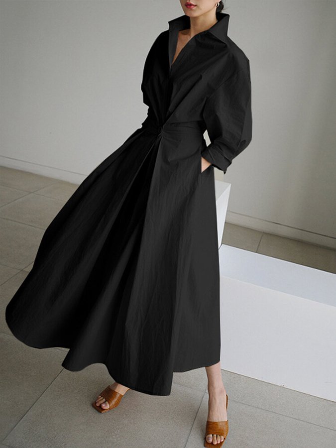 Brynn | Robe Maxi A-Line à Col Polo Élégant