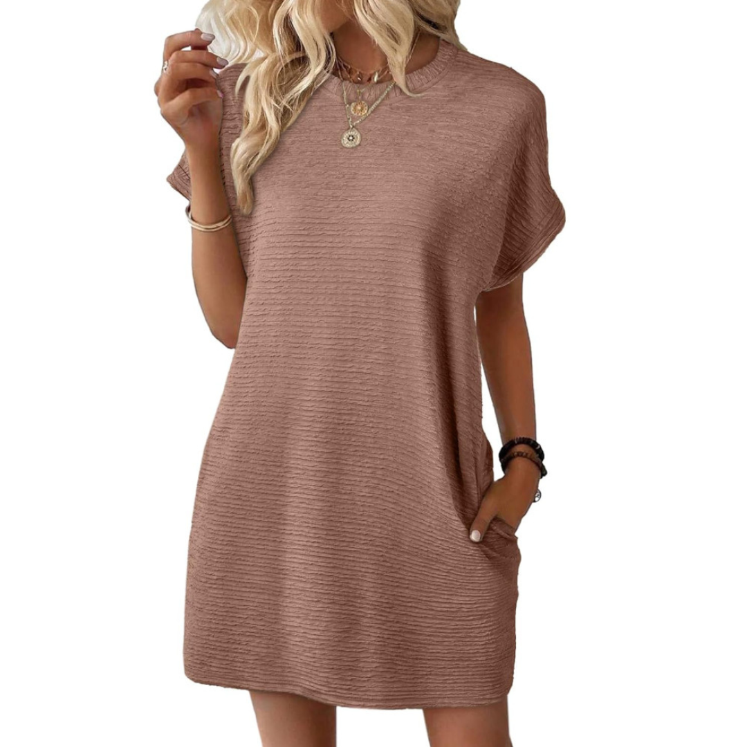 EVASHA – Robe d'été décontractée minimaliste à col rond