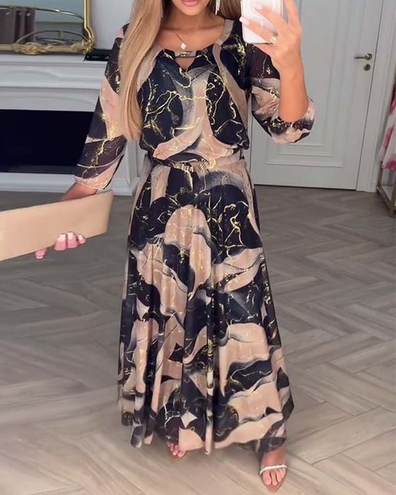 Vierra – Robe Maxi en Chiffon Imprimé Fluide
