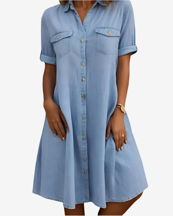 Lena - Robe Chemise en Jean Décontractée