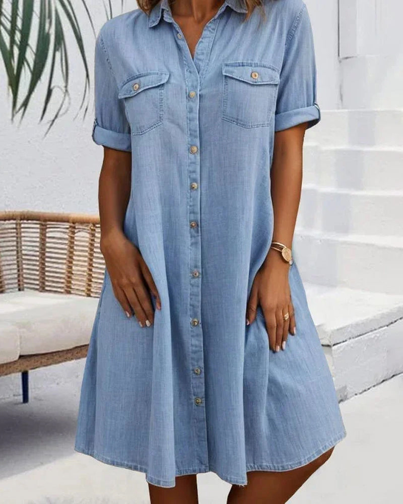 Lena - Robe Chemise en Jean Décontractée