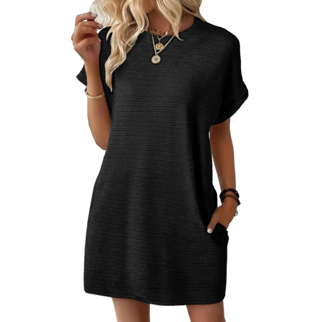 EVASHA – Robe d'été décontractée minimaliste à col rond