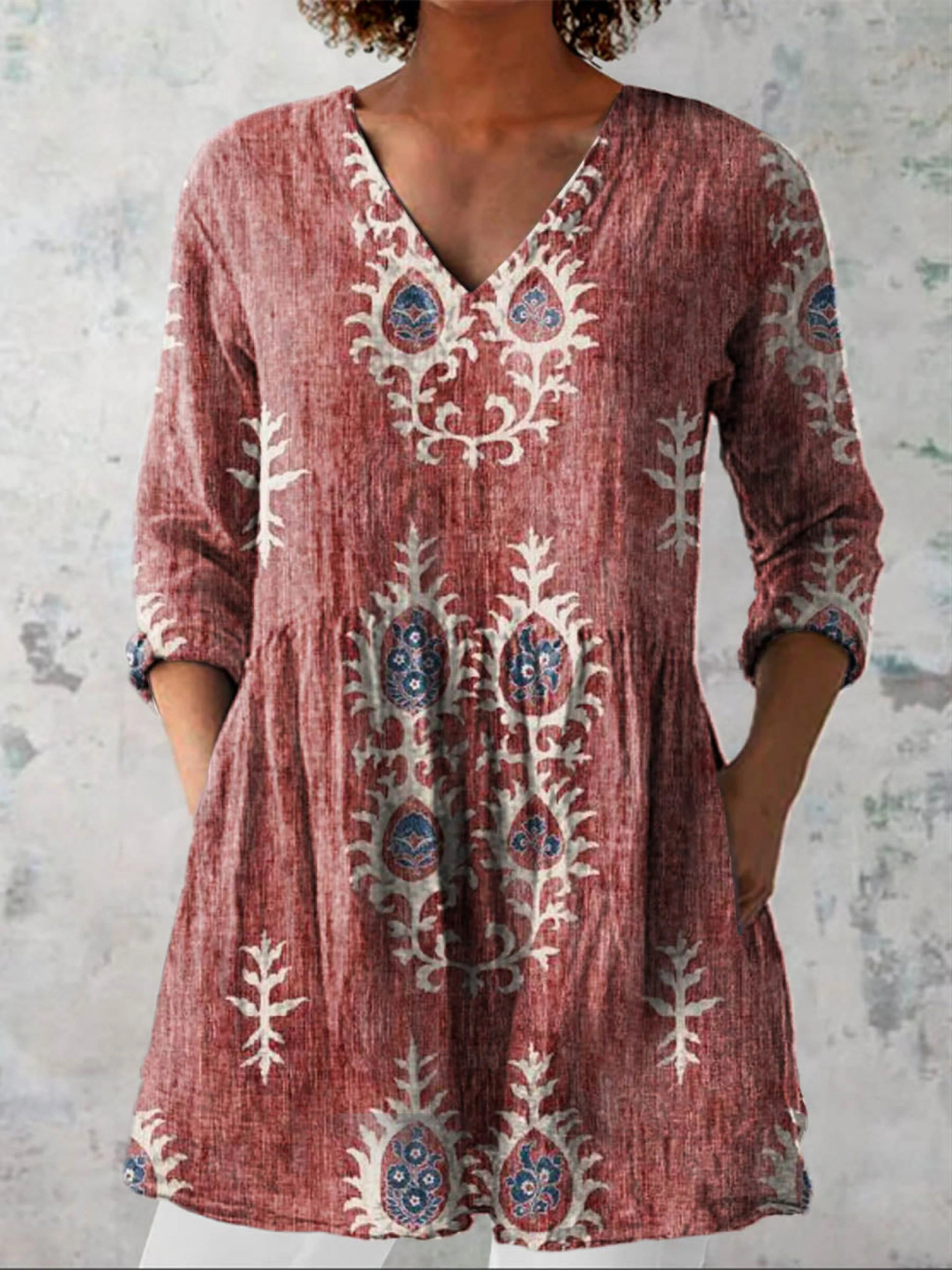 Annie - Blouse Longue avec Décolleté en V