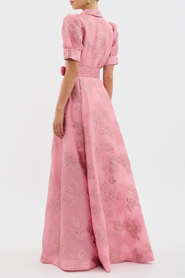 Anabella - Robe Maxi Élégante pour Invité de Mariage avec Manches Bouffantes Courtes
