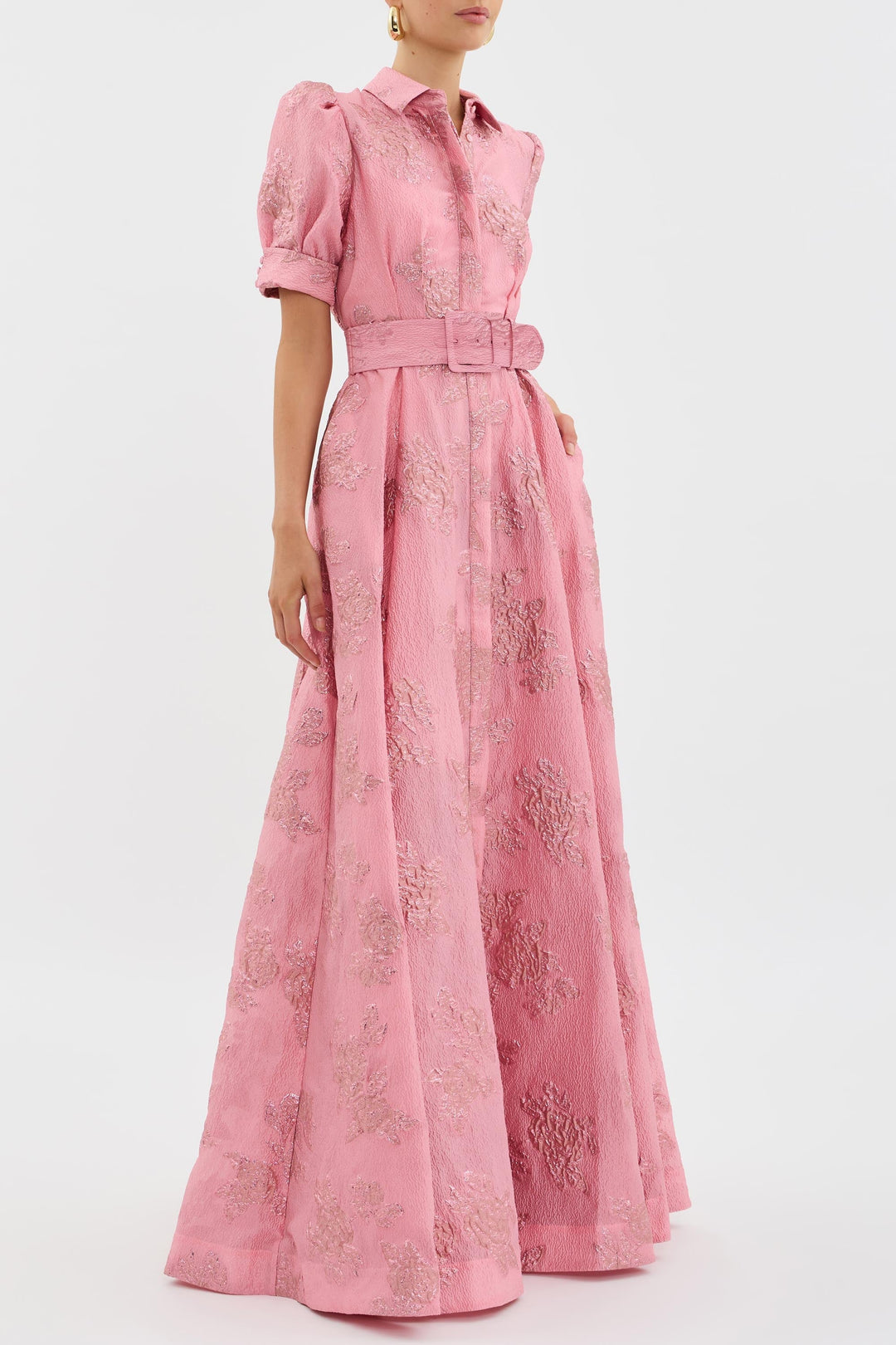 Anabella - Robe Maxi Élégante pour Invité de Mariage avec Manches Bouffantes Courtes