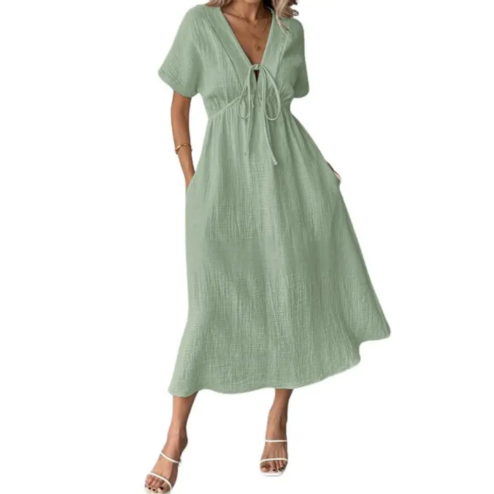 Brianna - Robe Maxi Décontractée à Col V