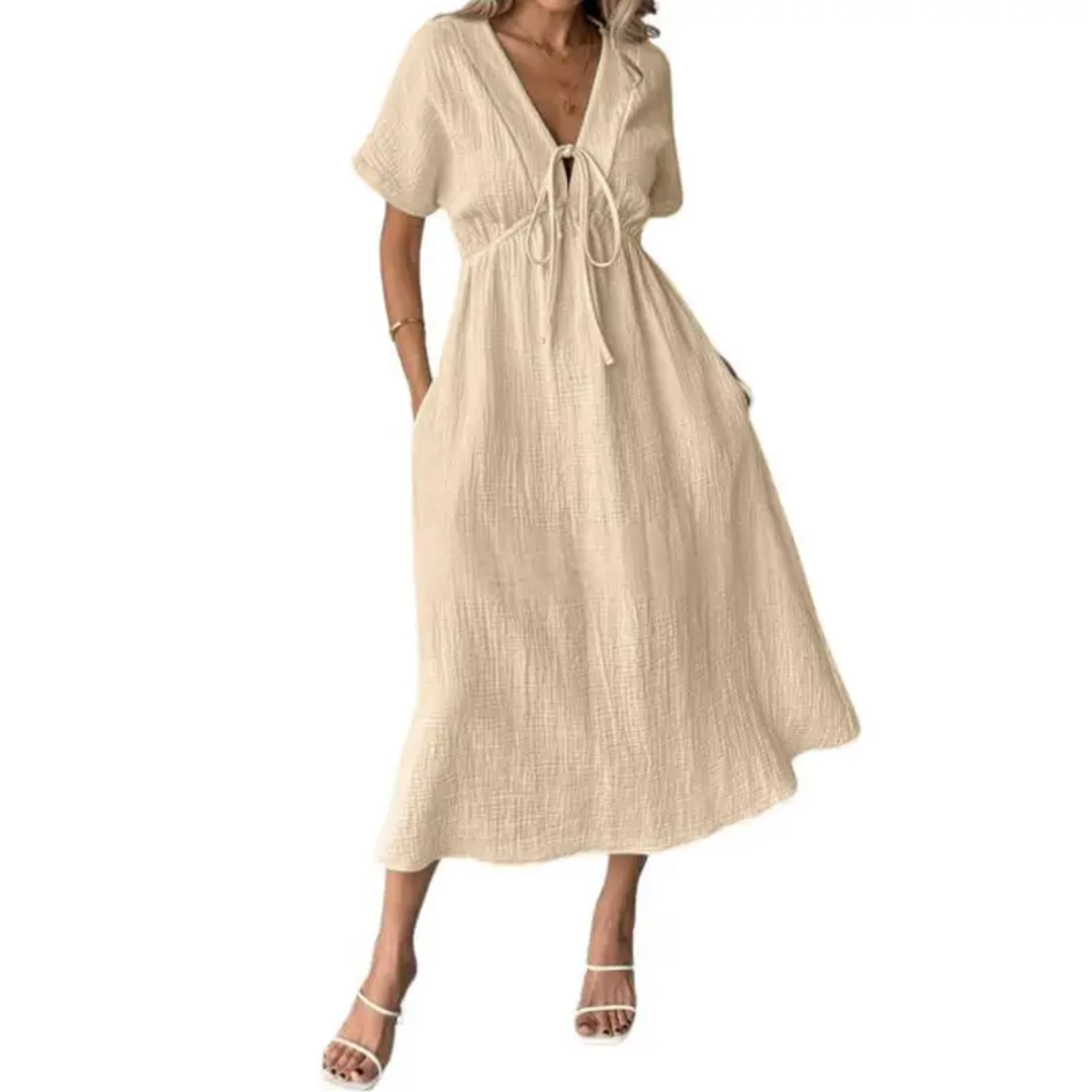 Brianna - Robe Maxi Décontractée à Col V