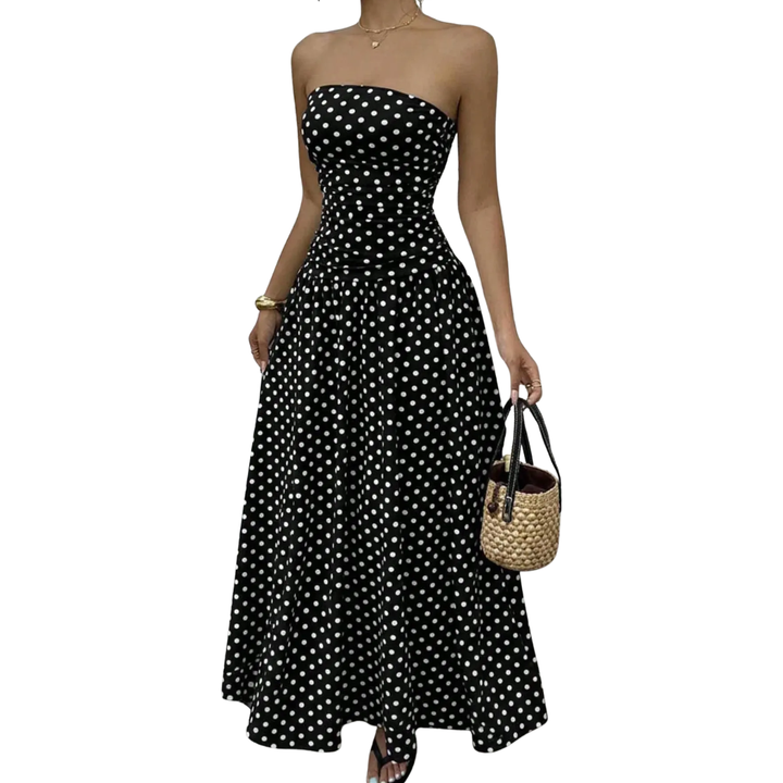 Charlote - Robe Maxi Sans Manches à Pois
