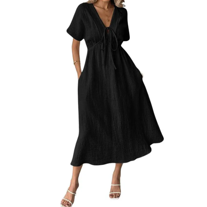 Brianna - Robe Maxi Décontractée à Col V