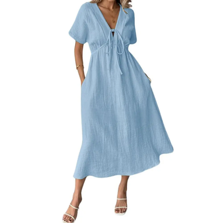 Brianna - Robe Maxi Décontractée à Col V