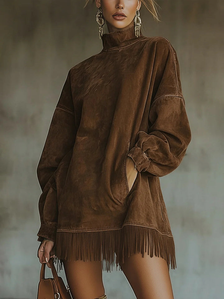 Amalia | Robe à Col Montant et Franges