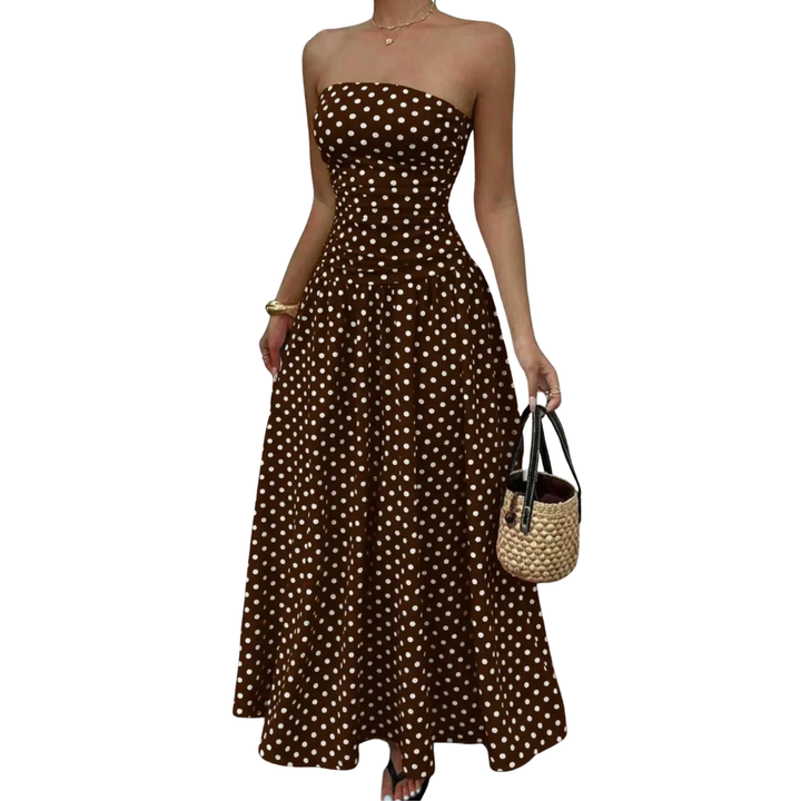 Charlote - Robe Maxi Sans Manches à Pois