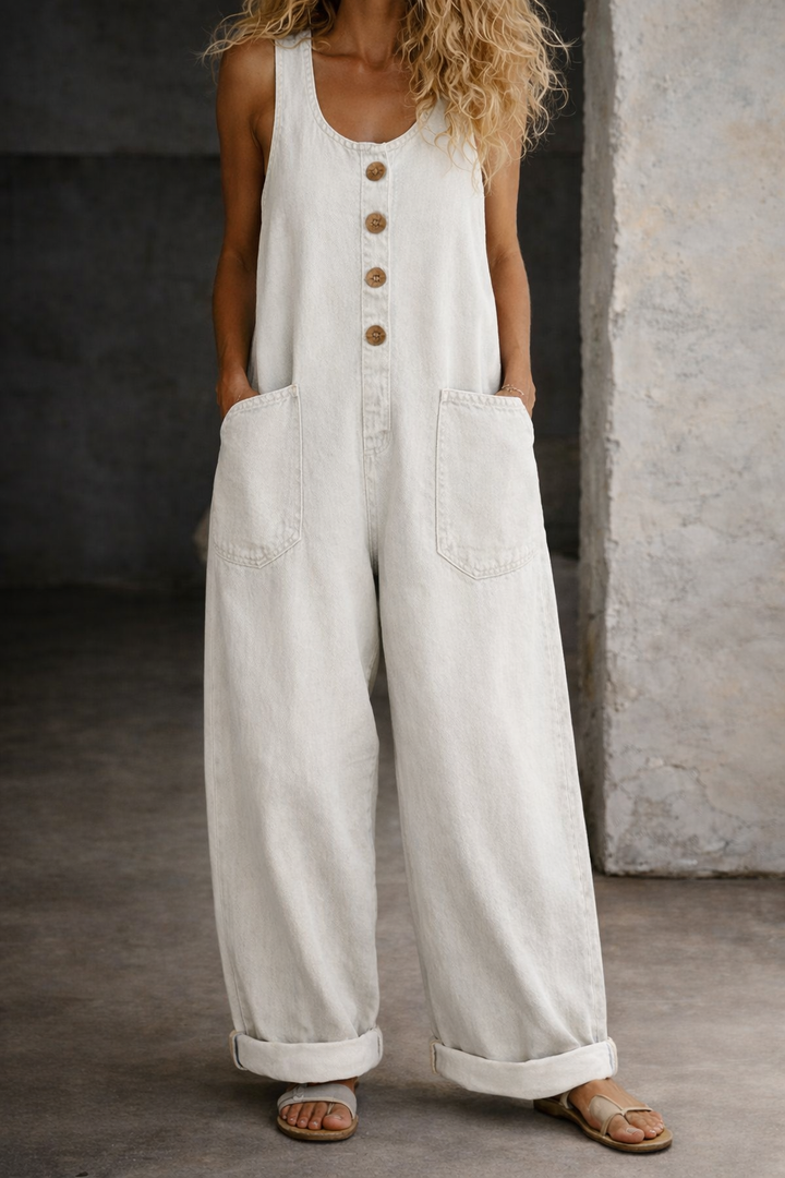 Taylor - Salopette en denim en coton vintage lavé