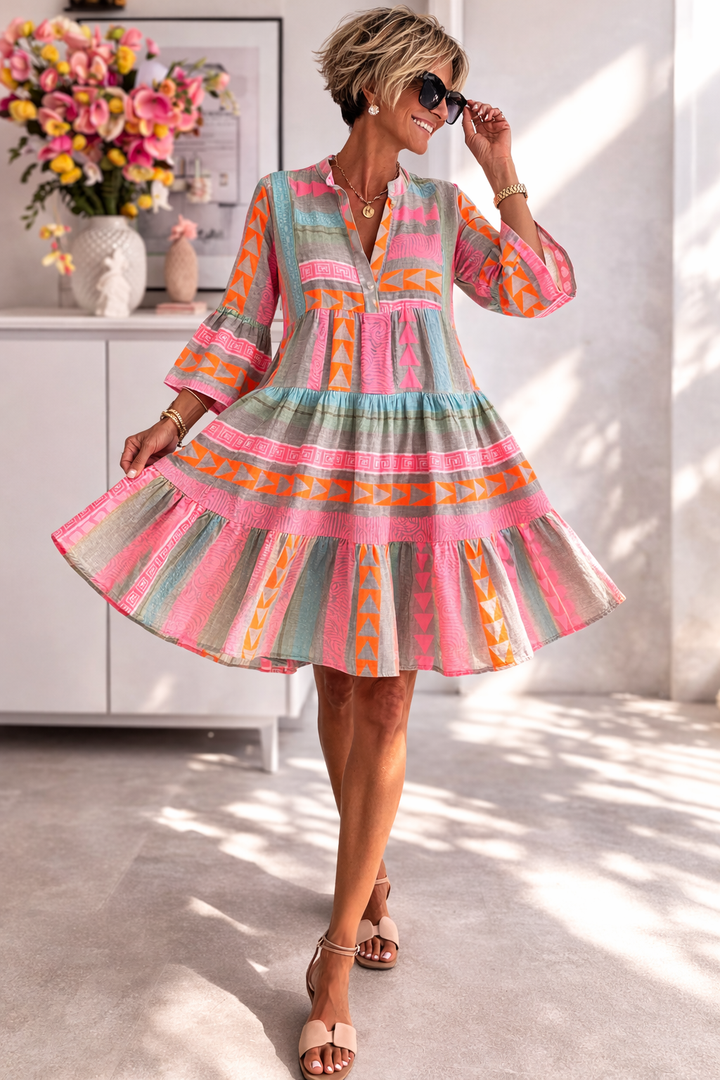 Gaile - Robe Midi Flottante à Motifs