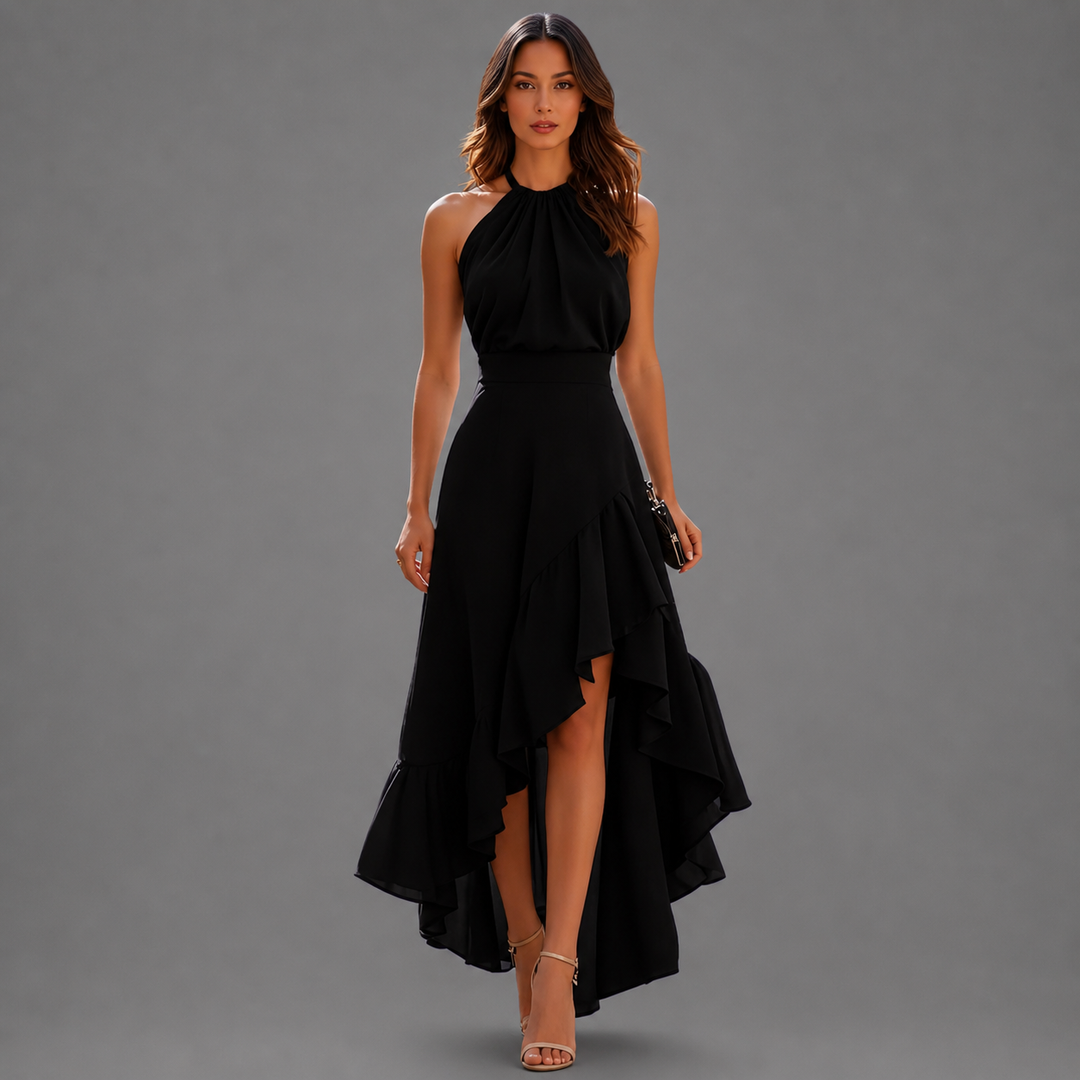 Celene - Robe Halter Asymétrique Élégante