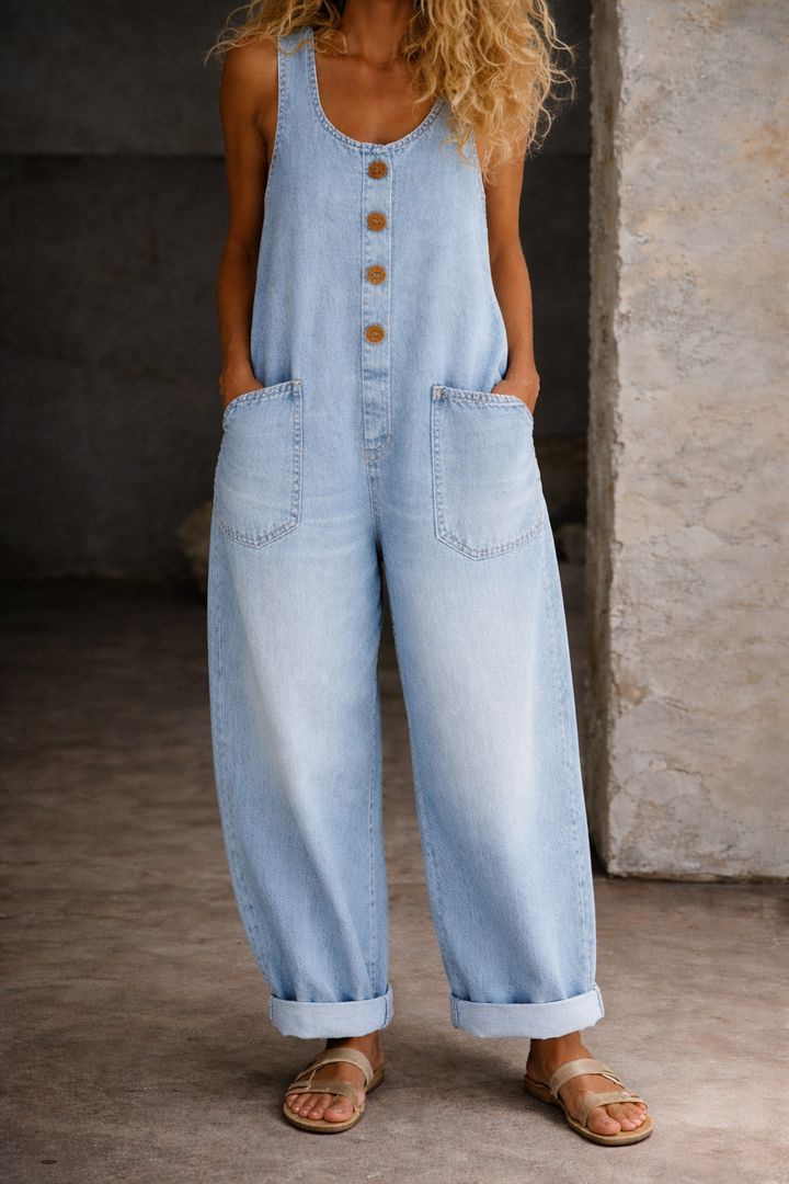 Sarah - Salopette en Denim Coton Vintage Lavé