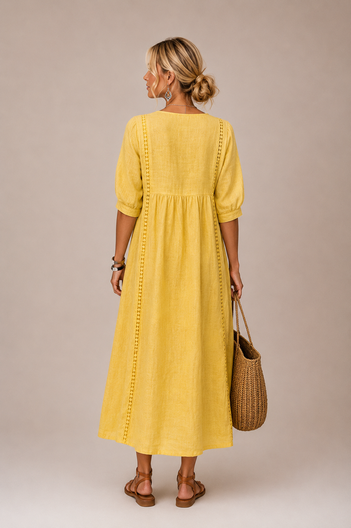 Ciara – Robe Midi en Mélange de Lin