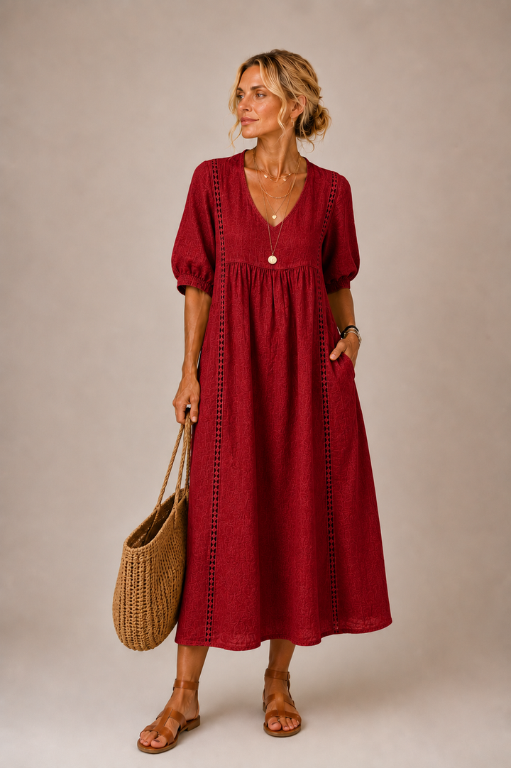 Ciara – Robe Midi en Mélange de Lin