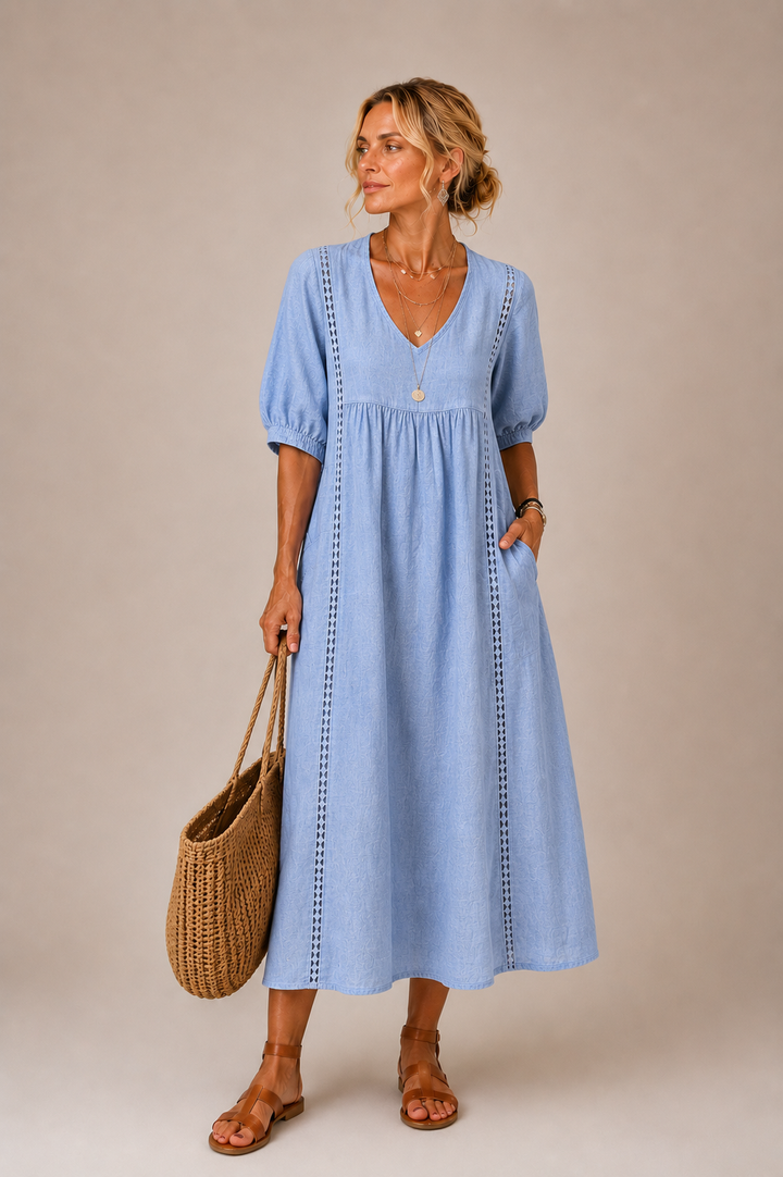 Ciara – Robe Midi en Mélange de Lin
