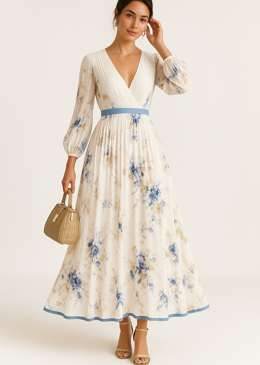 Jia - Robe Maxi Plissée Florale Intemporelle