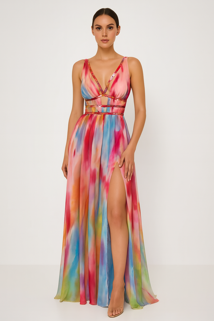 Faye – Robe Maxi Peinte pour Évasions Estivales