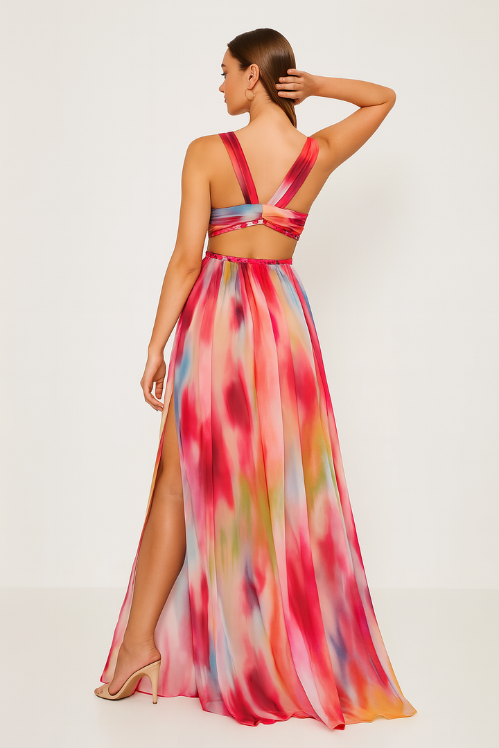 Faye – Robe Maxi Peinte pour Évasions Estivales